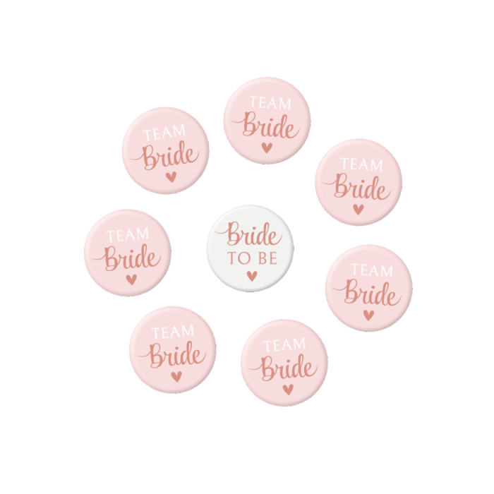 Button - Bride to be-Team bride  - 8 stuks