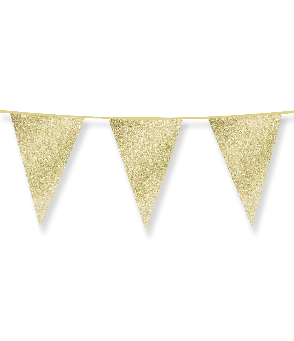 Glitter Vlaggenlijn Goud - 20x30 cm - 6 meter - Versiering