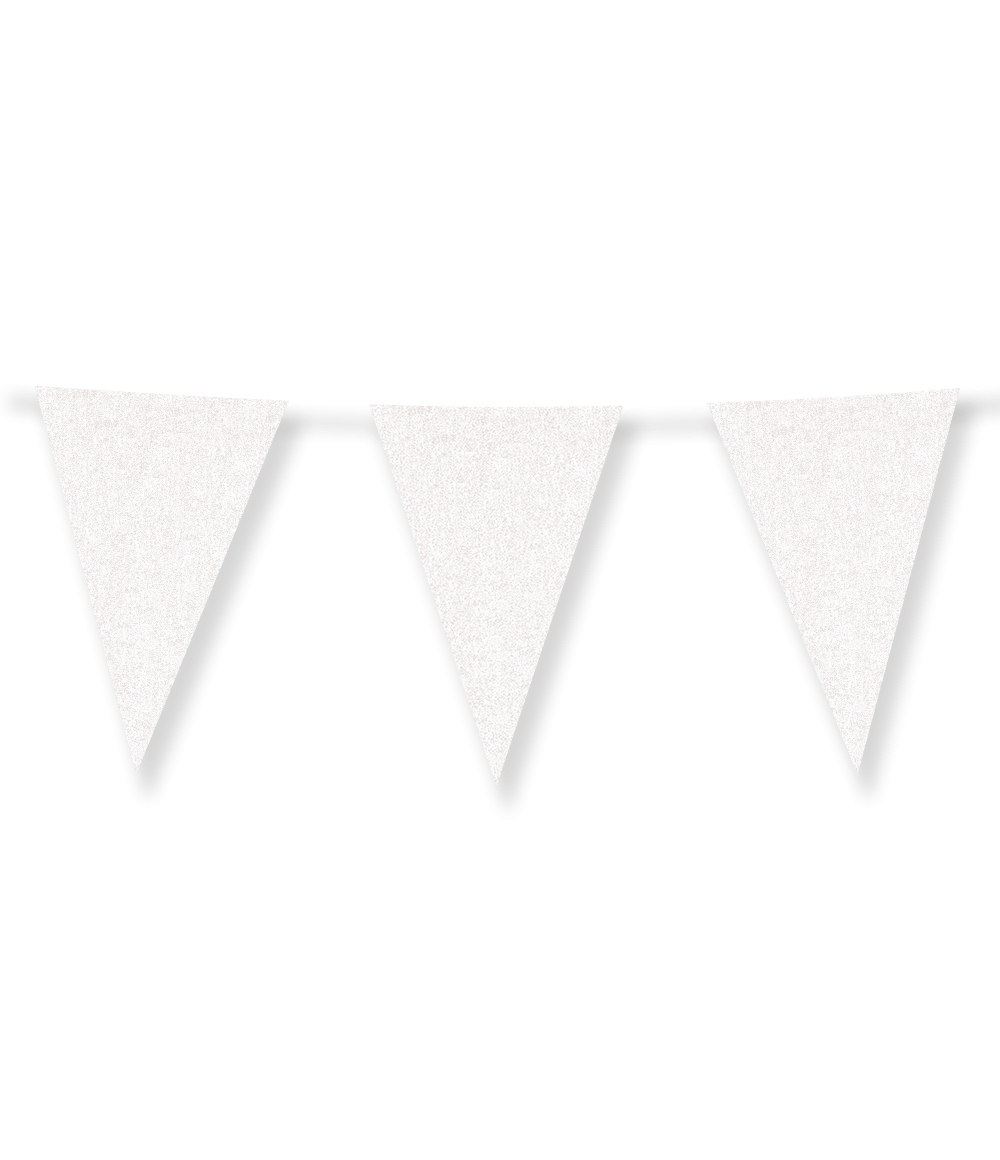 Glitter Vlaggenlijn Wit - 20x30 cm - 6 meter - Versiering