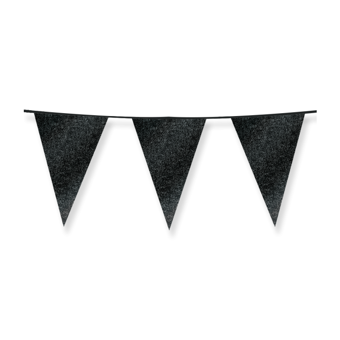 Glitter Vlaggenlijn Zwart - 20x30 cm - 6 meter - Versiering