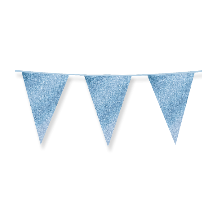 Glitter Vlaggenlijn Baby Blauw  - 20x30 cm - 6 meter - Versiering