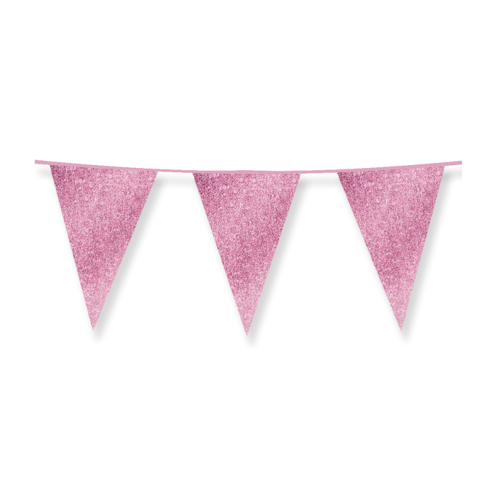 Glitter Vlaggenlijn Baby Roze - 20x30 cm - 6 meter - Versiering