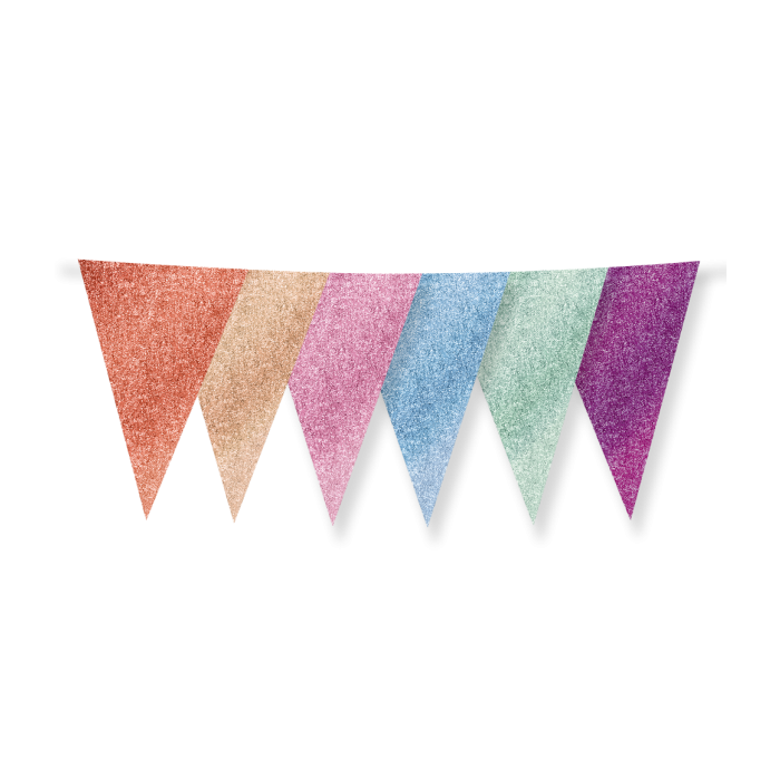 Glitter Vlaggenlijn Multicolor  - 20x30 cm - 6 meter - Versiering