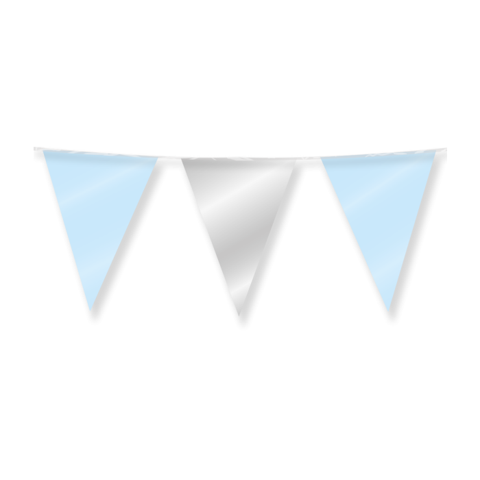 Vlaggenlijn Folie - Blauw-Zilver - Babyshower - 10 meter 
