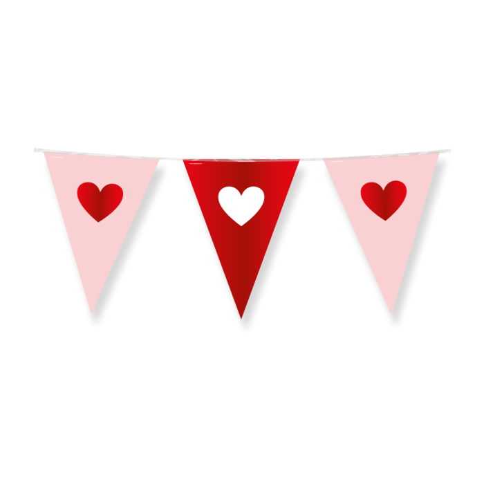 Love Vlaggenlijn - Valentijn  - Rood-Roze - 10 meter