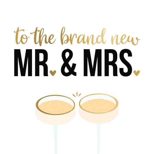 Wenskaart Daisy XL - To The New MR & MRS - met Envelop