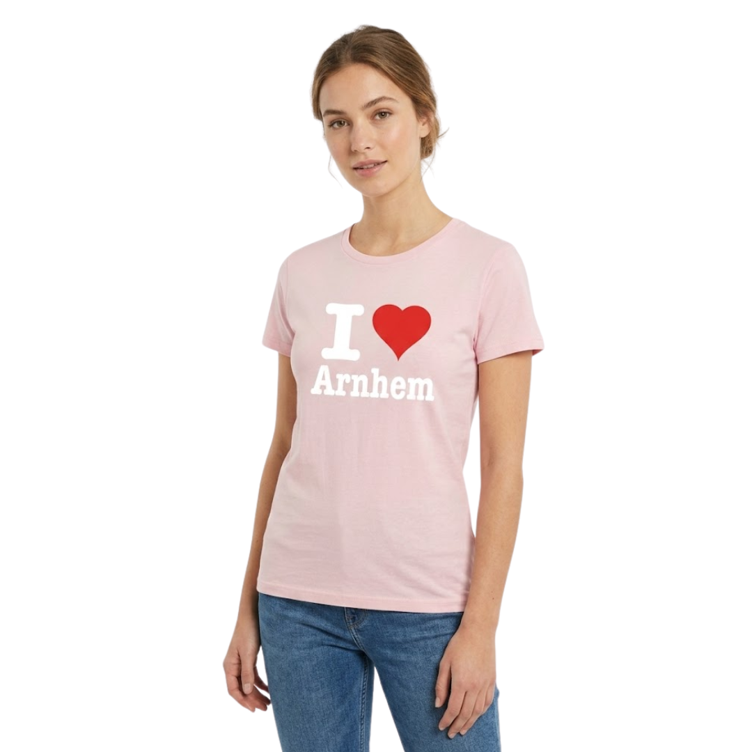 T-shirt - I Love Arnhem - Roze - Dames