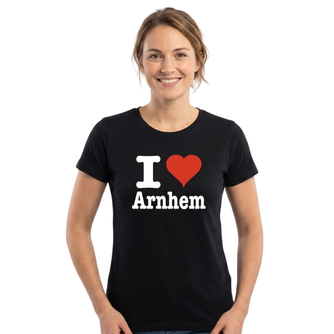 T-shirt - I Love Arnhem - Zwart - Dames