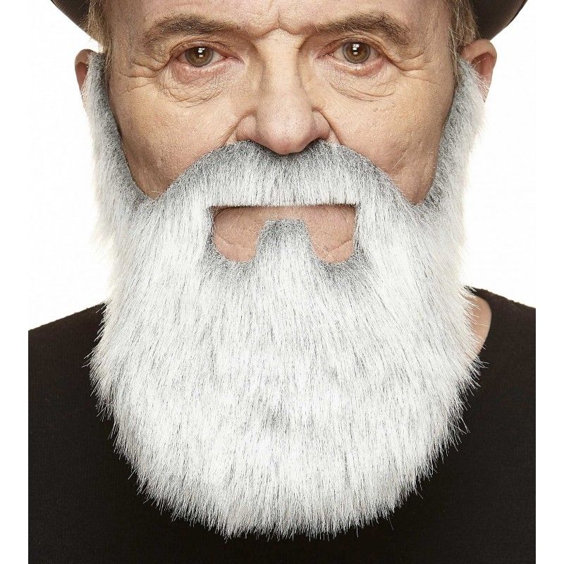 Snor met Baard - Old Merchant - Grijs Imitatiebont - Zelfklevend