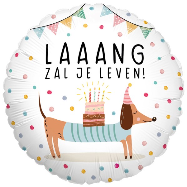 Folieballon Gefeliciteerd -  Laaang Zal Je Leven  - 45 cm - Helium- en Luchtvulling