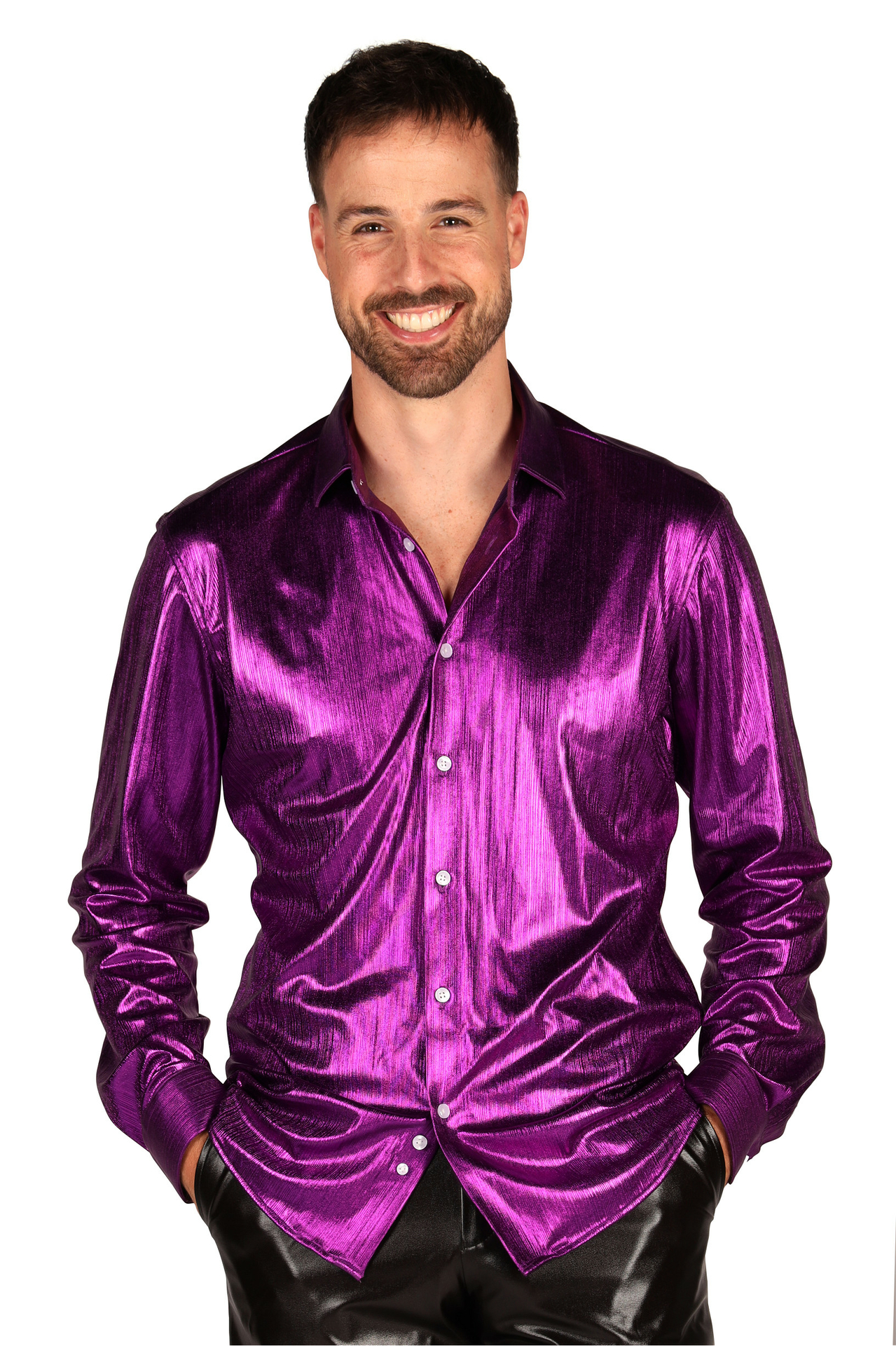 Blouse Paars - Shining Star - Jaren 80 en 90 Disco - Heren