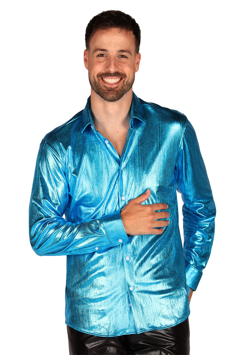 Blouse Turquoise - Shining Star - Jaren 80 en 90 Disco - Heren