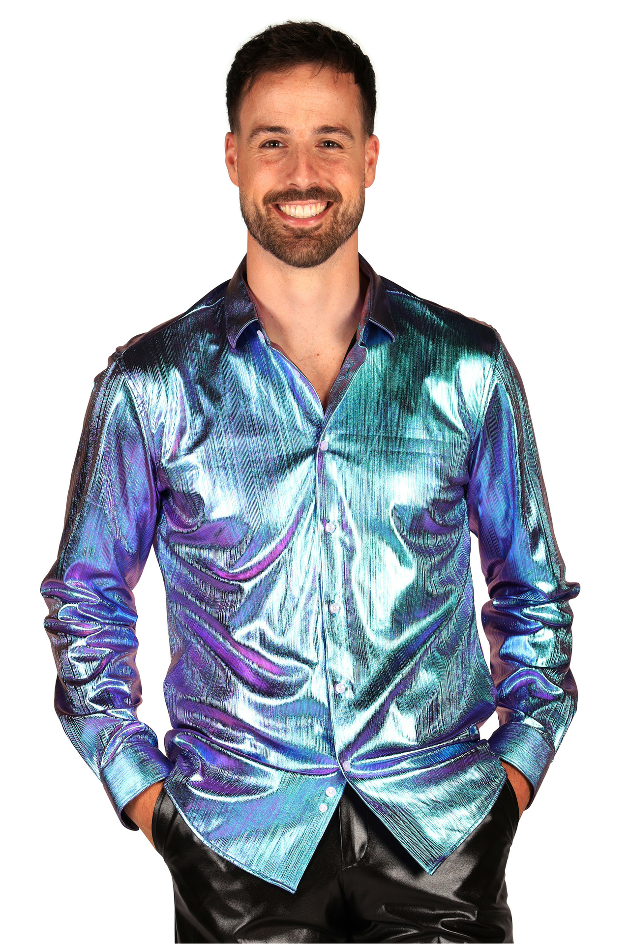 Blouse Petrol - Shining Star - Jaren 80 en 90 Disco - Heren
