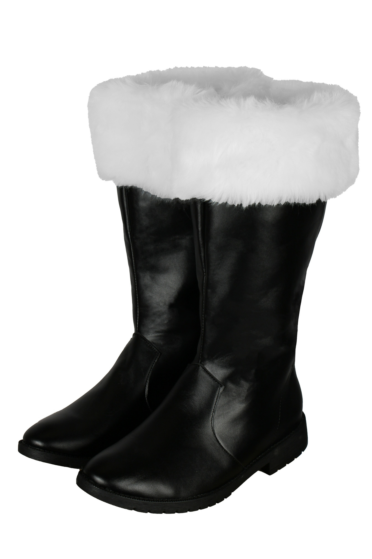 Luxe Kerstman Laarzen - Imitatieleer met Bont - Zwart