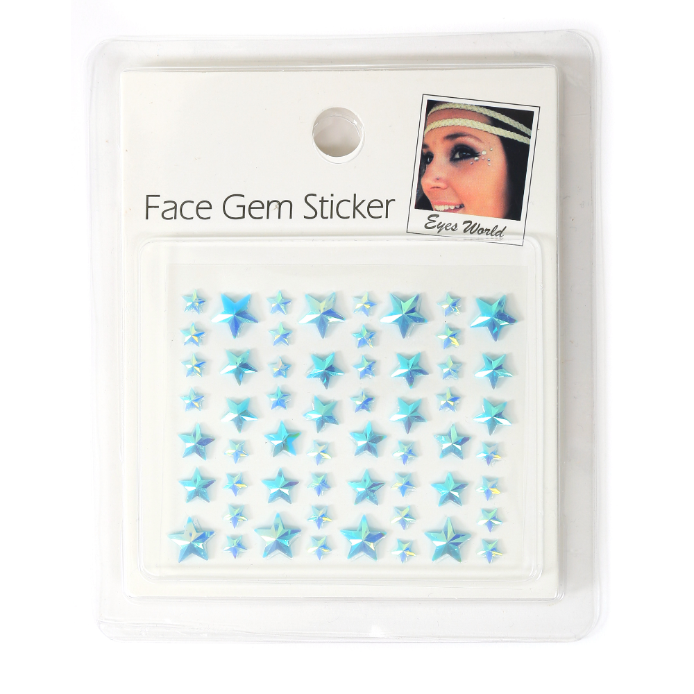 Steentjes - Face en Body Opplak Sterretjes - Lichtblauw