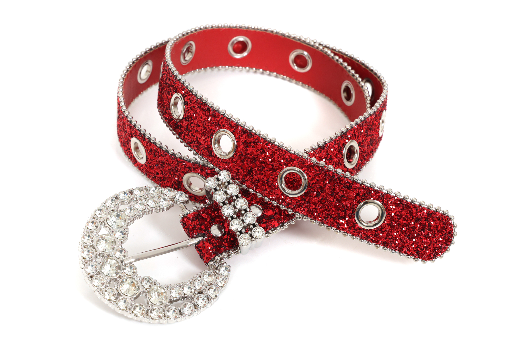  Riem Strass Smal Rood - Disco Accessoire - Fout Feest