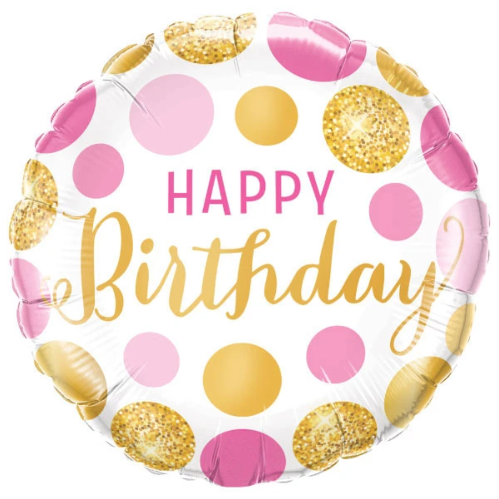 Folieballon - Happy Birthday Roze-Goud - 45 cm - Helium- en Luchtvulling