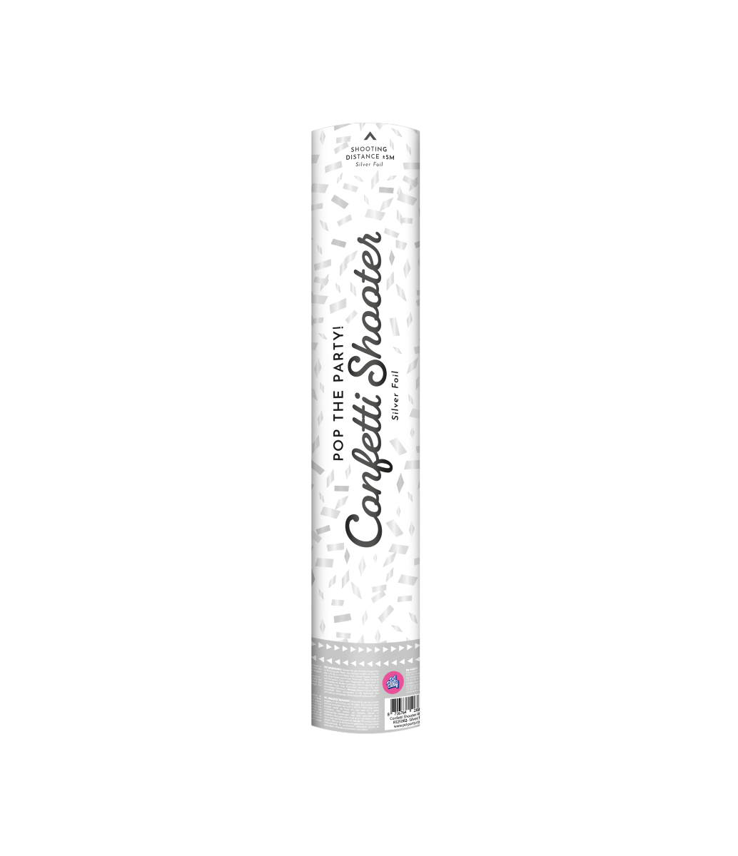 Confetti Shooter Metallic Zilver - 40 cm