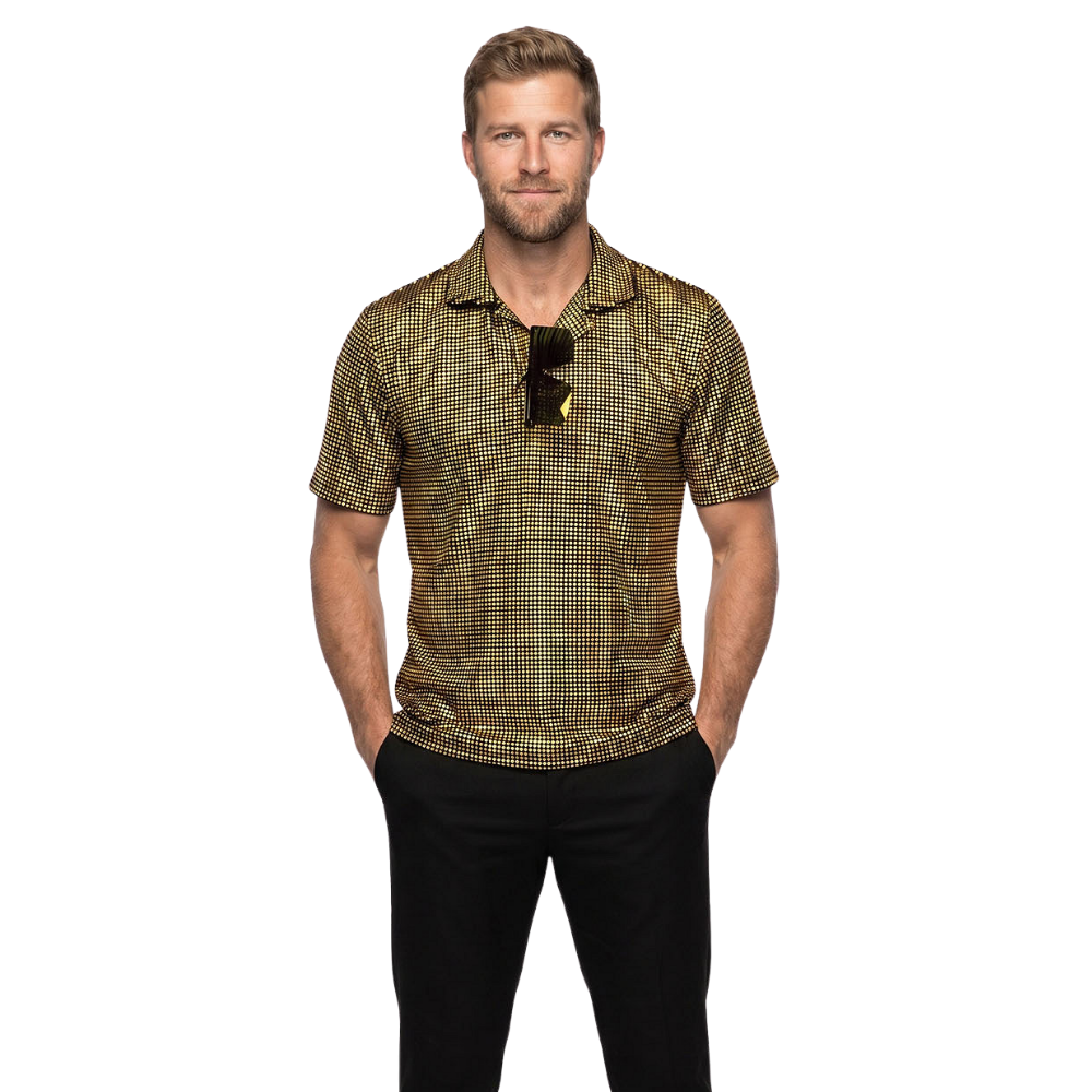 Polo Velvet Glitter Goud - Jaren 80 en 90 Disco - Heren