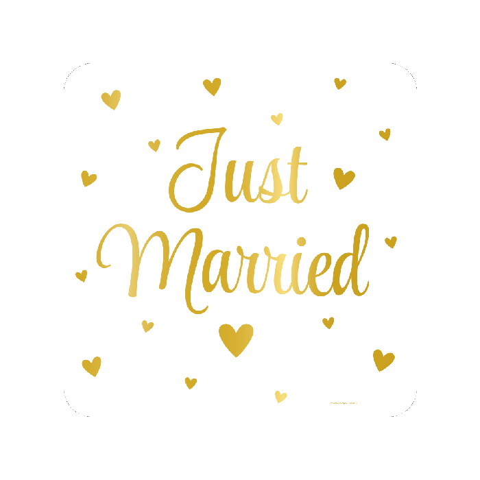 Huldeschild Just Married - Goud-Wit