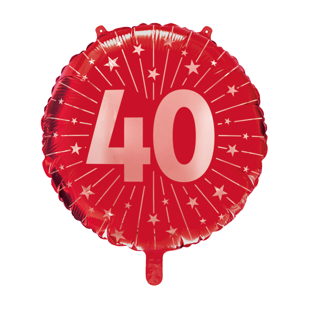 Folieballon Jubileum - 40 Jaar Robijnrood - 45 cm - Helium- en Luchtvulling