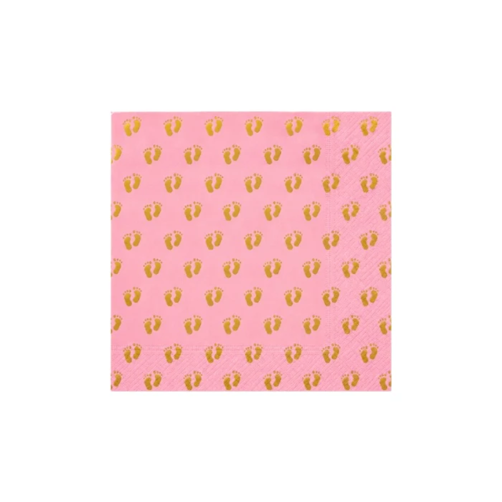 Servetten Geboorte - Meisje Roze Voetjes - 20 stuks