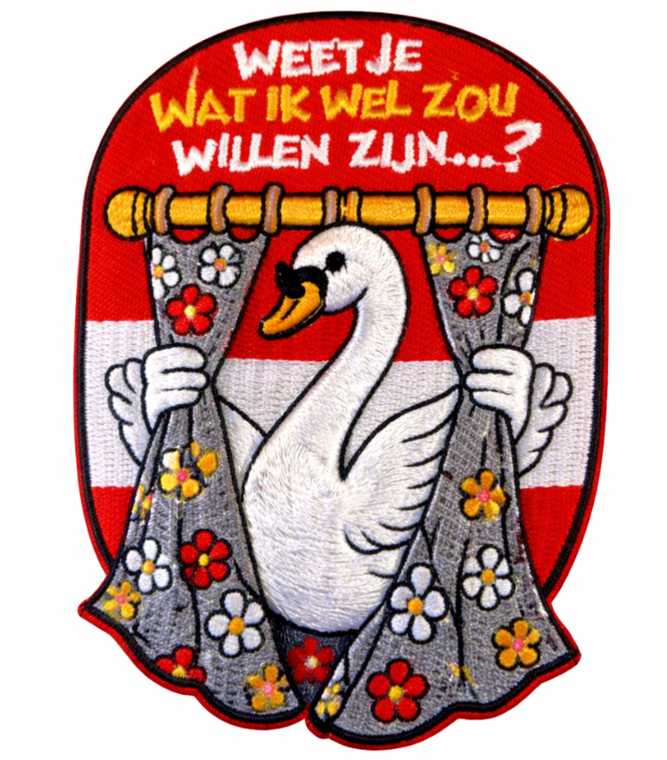 Embleem Huusse - Strijkembleem - Bloemetjesgordijn