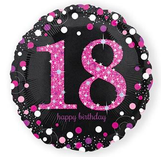 Ballonnen zwart roze 18 jaar