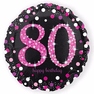 Ballonnen zwart roze 80 jaar