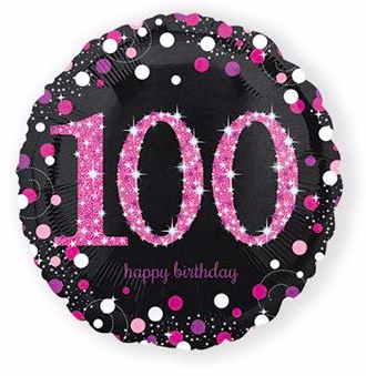 Ballonnen zwart roze 100 jaar