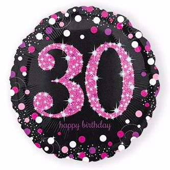 Ballonnen zwart roze 30 jaar