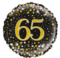 Folieballon '65' sparkling zwart/goud Folieballon '65' sparkling zwart/goud