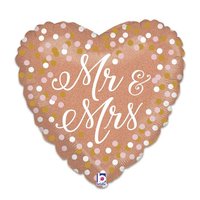 Folieballon 'Mr & Mrs' rosé goud glitter holografisch 43 cm Folieballon 'Mr & Mrs' rosé goud glitter holografisch 43 cm