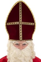 Sinterklaas Mijter - Stof - Donkerrood - Volwassenen Sinterklaas Mijter - Stof - Donkerrood - Volwassenen