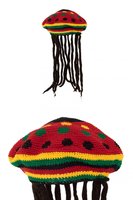 Bob Marley Baret Met Rastahaar - Jaren 60 & 70 Hippie Bob Marley Baret Met Rastahaar - Jaren 60 & 70 Hippie