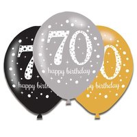 Ballonnen Sparkling - Goud-Zwart-Zilver - 70 jaar - 6 stuks Ballonnen Sparkling - Goud-Zwart-Zilver - 70 jaar - 6 stuks