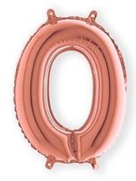 Folieballon Cijfer Luchtvulling - Rosé Goud - Cijfer 0 - 35 cm Folieballon Cijfer Luchtvulling - Rosé Goud - Cijfer 0 - 35 cm