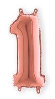 Folieballon Cijfer Luchtvulling - Rosé Goud - Cijfer 1 - 35 cm Folieballon Cijfer Luchtvulling - Rosé Goud - Cijfer 1 - 35 cm