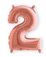 Folieballon Cijfer Luchtvulling - Rosé Goud - Cijfer 2 - 35 cm Folieballon Cijfer Luchtvulling - Rosé Goud - Cijfer 2 - 35 cm