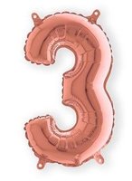 Folieballon Cijfer Luchtvulling - Rosé Goud - Cijfer 3 - 35 cm Folieballon Cijfer Luchtvulling - Rosé Goud - Cijfer 3 - 35 cm