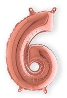 Folieballon Cijfer Luchtvulling - Rosé Goud - Cijfer 6 - 35 cm Folieballon Cijfer Luchtvulling - Rosé Goud - Cijfer 6 - 35 cm
