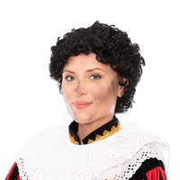 Pieten Pruik - Zwart Stretchkap Met Nekstuk