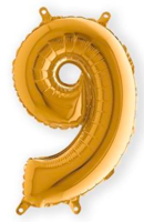 Folieballon Cijfer Luchtvulling - Goud - Cijfer 9 - 35 cm Folieballon Cijfer Luchtvulling - Goud - Cijfer 9 - 35 cm