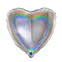 Folieballon Hart Glitter - Zilver - 45 cm - Helium- en Luchtvulling Folieballon Hart Glitter - Zilver - 45 cm - Helium- en Luchtvulling