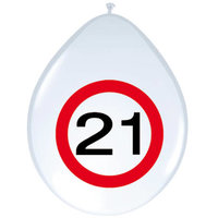 Ballonnen Verkeersbord 21 jaar 8 stuks Ballonnen Verkeersbord 21 jaar 8 stuks