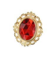 Pieten Baretspeld ovaal goud met rode steen