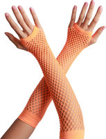 Net Handschoenen - Lang Model - Neon Oranje - Elastaan Net Handschoenen - Lang Model - Neon Oranje - Elastaan