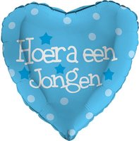 Folieballon Geboorte - Hartvorm Hoera een jongen - Helium- en Luchtvulling Folieballon Geboorte - Hartvorm Hoera een jongen - Helium- en Luchtvulling