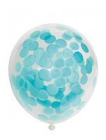Confetti Ballonnen Transparant - Babyblauw Confetti - 6 stuks - 30 cm Confetti Ballonnen Transparant - Babyblauw Confetti - 6 stuks - 30 cm