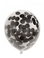 Confetti Ballonnen Transparant - Zwart Confetti - 6 stuks - 30 cm Confetti Ballonnen Transparant - Zwart Confetti - 6 stuks - 30 cm
